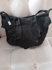 Stunning! MODALU LONDON Black Suede Large Front Ruffle Boho Shoulder Bag