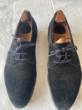 Lobb St James Bespoke Blue Suede Derby Shoes With Trees