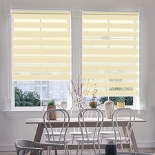 Zebra Blinds, Day & Night, 65cm Width, 150cm Drop, Easy Fit, Ready to Use Beige