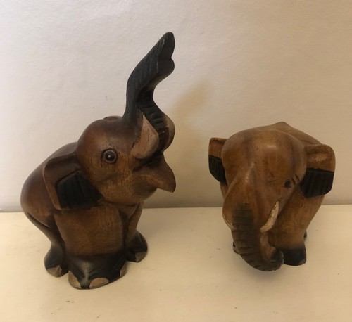 Elephants wooden hand carved - hand,