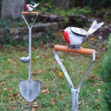 L Robin on Shovel Bird Feeder