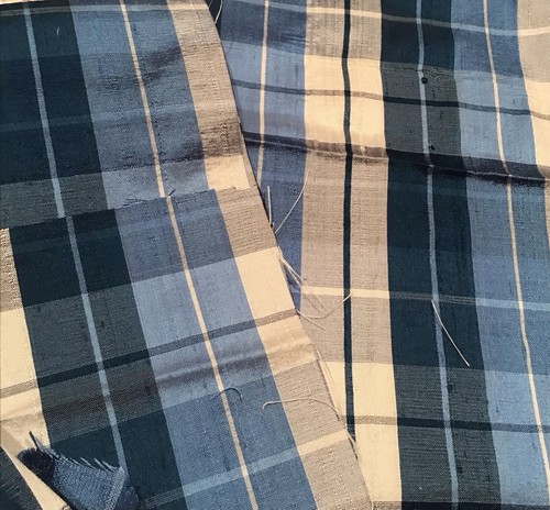 100 silk turquoise check - silk,