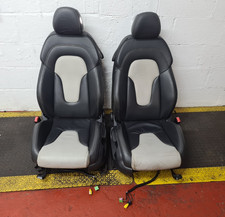 AUDI TT MK2 2009 FRONT DRIVER & PASSENGER BLACK WHITE LEATHER HEATED SEATS #1J