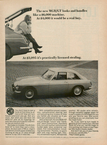 1967 mgb 3 - mg, $3,095