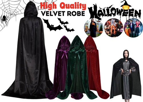 Adult velvet hooded robe cloak - hooded,