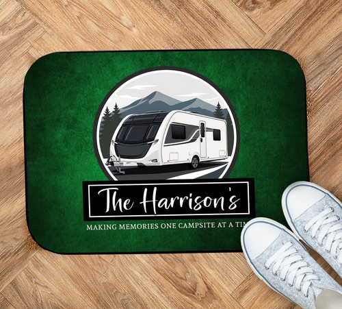 Personalised caravan door mat - caravan,