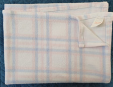 Mothercare Fleece Pram Blanket Pink  65x100cm check blue pink white 2961017