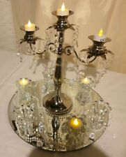 Stunning, quality,  silver Candelabras, 3 stem hanging crystals, Centerpieces.