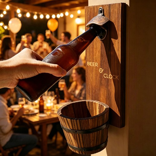 Wooden wall mounted beer - wooden,