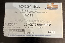 Oasis Ticket Stub (Used) Bournemouth International Centre 21st October 2008