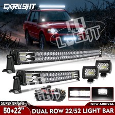 Dua-Row 52"+22"+4"inch Led light Bar Combo Kit For Land Rover Defender 90 110
