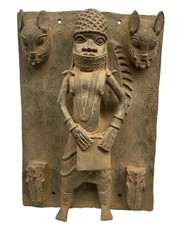 Fine Benin Bronze Royal Attendant Plaque. Old, Authentic, superb. 46cm. Nigeria.