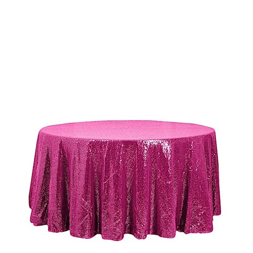 Fuchsia sequined 120 - fuchsia, round