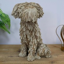 Dog Ornament Komondor Puli Dreadlock Longhair Brown Twig Effect Quirky Statue