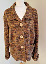 Coldwater Creek Lined Tweed Button-up Jacket Blazer   Mustard/Brown Size XL 