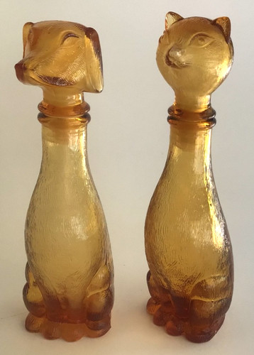 Empoli figural cat dog - empoli, amber
