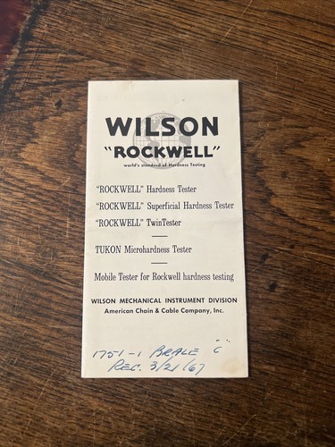 Wilson rockwell hardness - wilson,