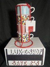 Stackable Espresso Cups Mugs Small Debenhams Set of 4 New Tea Coffee Cups  