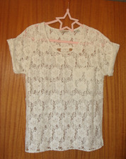 Jack Wills Lace T Shirt Top Flower Pattern UK 8