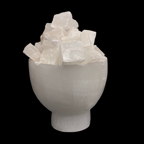 Selenite fire bowl crystal - selenite,