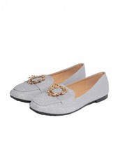 Ballet Silver Shoes Flat UK 3