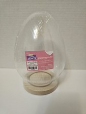 Glass Egg Dome  W/ Wood Base