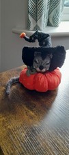 Halloween Pumpkin Witch Cat Doll - Hand Crafted Unique Creation