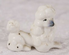 Unbranded white Standard Miniature Toy Poodle 1" tall ceramic pedigree dog
