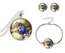 Beauty & The Beast 3 Piece Jewellery Set Earrings, Pendant Necklace, Bracelet