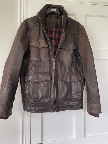 Mens brown leather jacket - leather, by