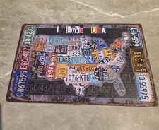 “I Love USA” United States License Plate Tin Sign 8x12