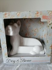 Dog & Bone Ceramic Dog Shaped Phone Stand In Box-NEW