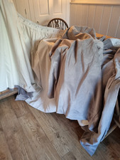 HUGE width, Thick & heavy lined Velvet Grey taupe coloured curtains B/N! 