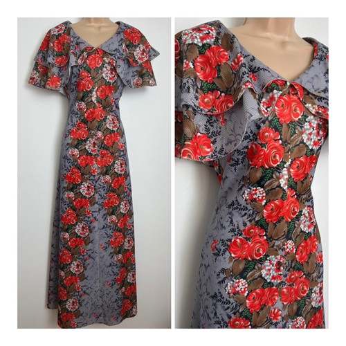 Vintage 1970s red brown grey - red,