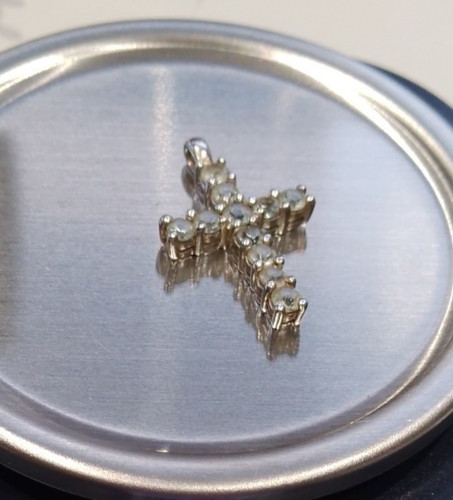 Silver and aquamarine cross - aquamarine,