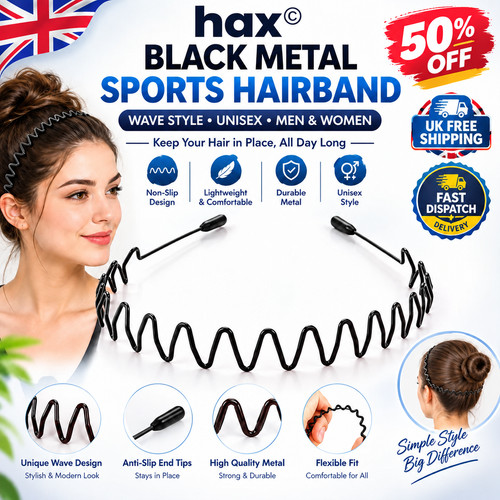 Black metal sports - black, hairband