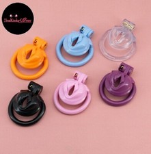 ABS Resin 6 Colours Sissy Realistic Pussy Chastity Cage with 4 Rings Lock Device