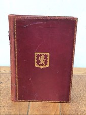 ANTIQUE LEATHER SCHOOL BOOK NATURAL HISTORY BY REV J G WOOD, FAUCONBERGE SCHOOL