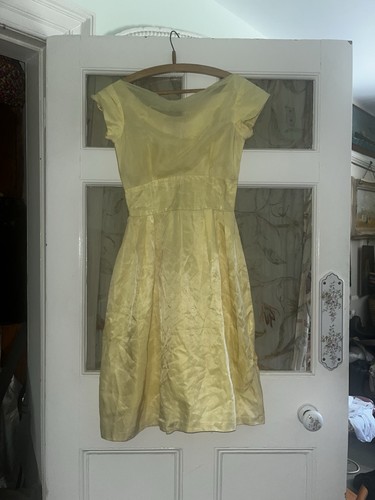 Vintage 50s lemon yellow satin - vintage,