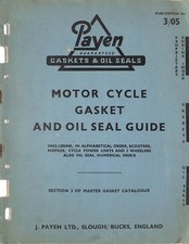 Payen ~ MOTOR CYCLE Gasket & Oil Seal GUIDE ~ 1961 ~ Catalogue Brochure