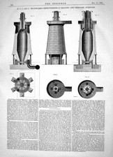 Old Print 1865 Woodward Improvements Melting Smelting Furnaces Machinery 19th