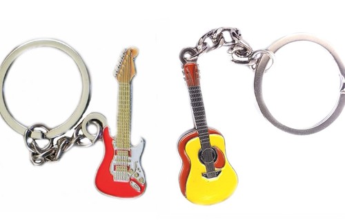 Two metal guitar keyrings - two,