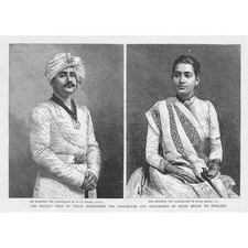 INDIA The Maharajah & Maharani of Cooch Behar - Antique Print 1888