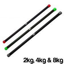 FXR Sports Set of 3 Weighted Aerobic Fitness Balance Core Bars 2kg, 4kg & 8kg