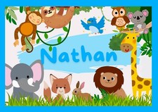 Personalized Childs Placemat Jungle Animal Kids Boys Child Childrens Safari Gift