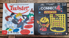 Pac-Man Connect 4 + Twister Board Games Bundle Family Retro Favourites Ex Cond
