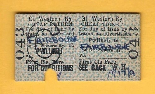 Gwr railway ticket 1st - ~,