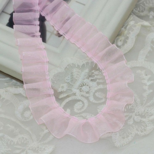 Shiny lace net pleated ruffle - shiny,