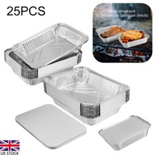 25x Tin BBQ Grill with Lid Baking Pan Kits Cake Container Trays Baking Catering