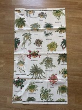 Houseplants Linen Cotton Tea Towel Botanical Print Vintage 1970s Made In The UK